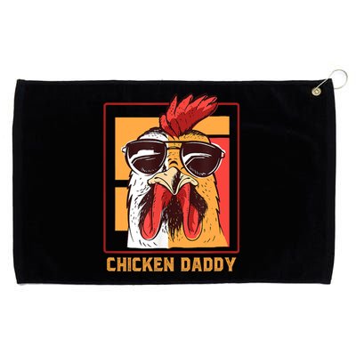 Mens Chicken Daddy Vintage Poultry Farmer Rooster Wearing Shades Gift Grommeted Golf Towel