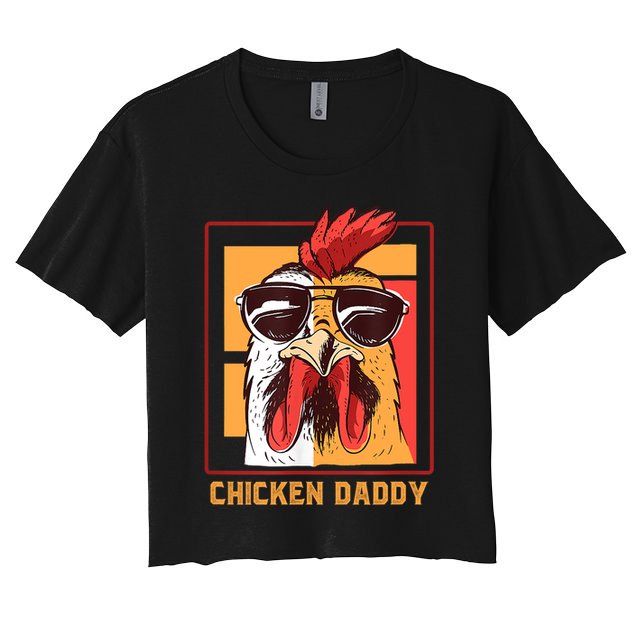 Mens Chicken Daddy Vintage Poultry Farmer Rooster Wearing Shades Gift Crop Top