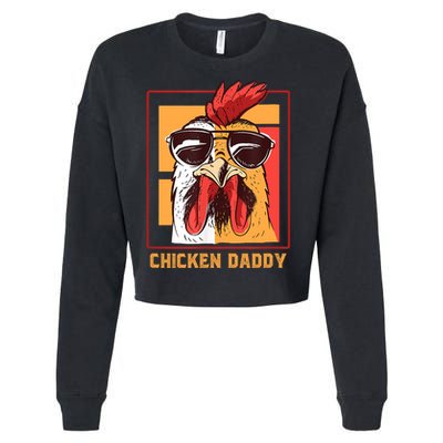 Mens Chicken Daddy Vintage Poultry Farmer Rooster Wearing Shades Gift Cropped Pullover Crew