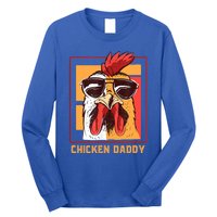 Mens Chicken Daddy Vintage Poultry Farmer Rooster Wearing Shades Gift Long Sleeve Shirt