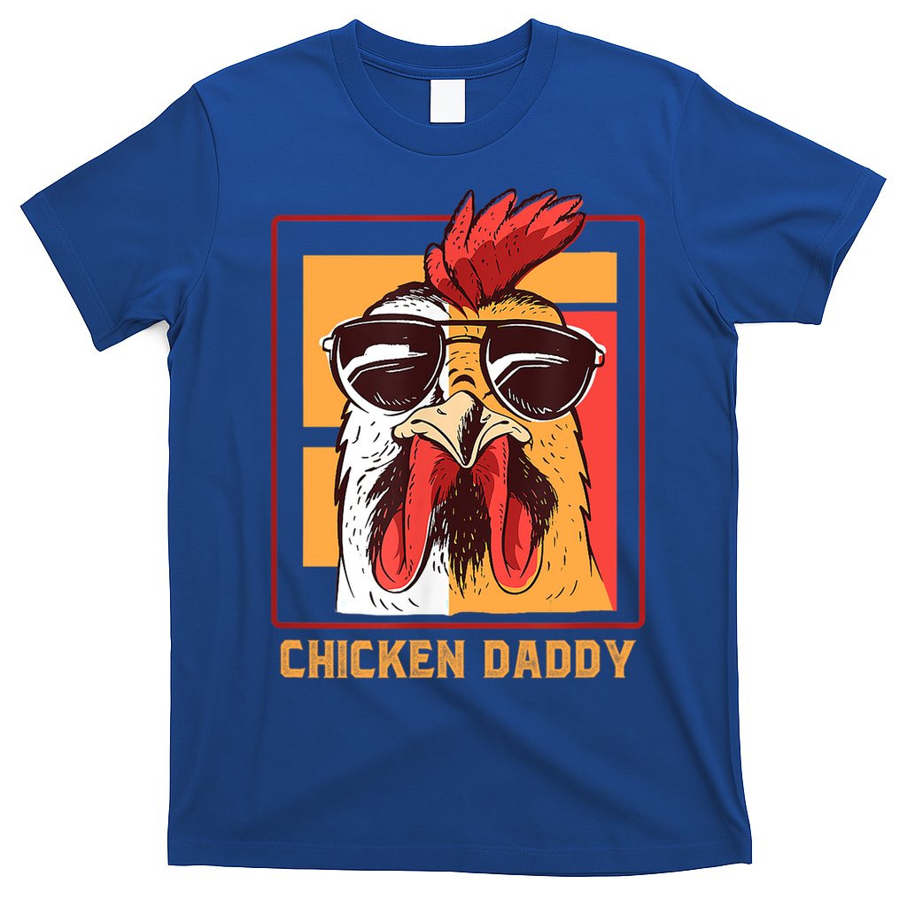 Mens Chicken Daddy Vintage Poultry Farmer Rooster Wearing Shades Gift T-Shirt