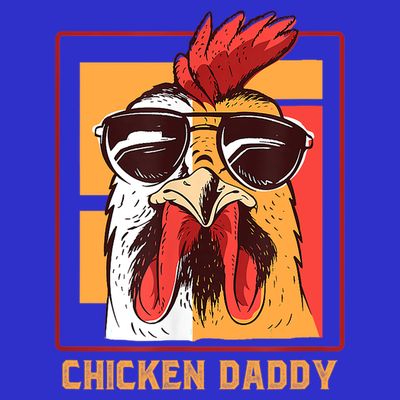Mens Chicken Daddy Vintage Poultry Farmer Rooster Wearing Shades Gift T-Shirt