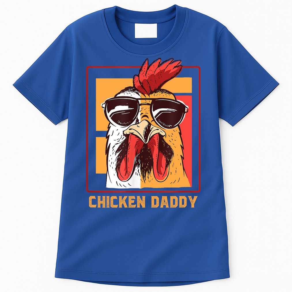 Mens Chicken Daddy Vintage Poultry Farmer Rooster Wearing Shades Gift Tall T-Shirt