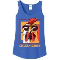 Mens Chicken Daddy Vintage Poultry Farmer Rooster Wearing Shades Gift Ladies Essential Tank