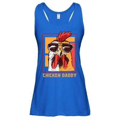 Mens Chicken Daddy Vintage Poultry Farmer Rooster Wearing Shades Gift Ladies Essential Flowy Tank
