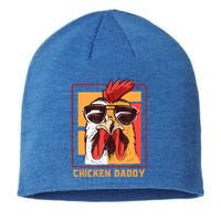 Mens Chicken Daddy Vintage Poultry Farmer Rooster Wearing Shades Gift Sustainable Beanie