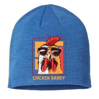 Mens Chicken Daddy Vintage Poultry Farmer Rooster Wearing Shades Gift Sustainable Beanie