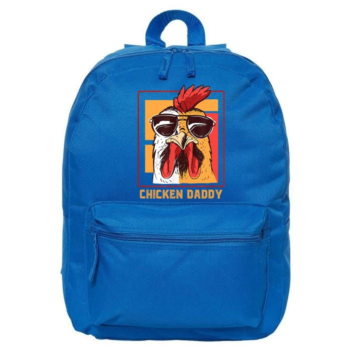 Mens Chicken Daddy Vintage Poultry Farmer Rooster Wearing Shades Gift 16 in Basic Backpack