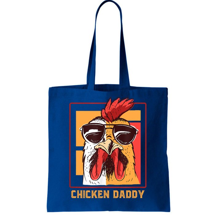 Mens Chicken Daddy Vintage Poultry Farmer Rooster Wearing Shades Gift Tote Bag