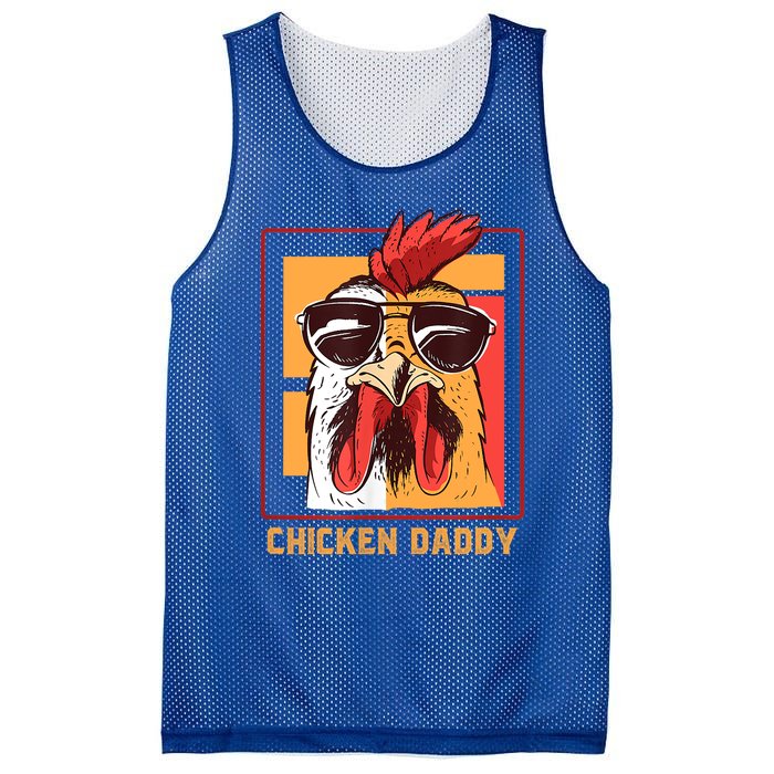 Mens Chicken Daddy Vintage Poultry Farmer Rooster Wearing Shades Gift Mesh Reversible Basketball Jersey Tank