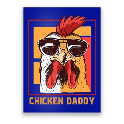 Mens Chicken Daddy Vintage Poultry Farmer Rooster Wearing Shades Gift Poster