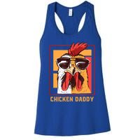 Mens Chicken Daddy Vintage Poultry Farmer Rooster Wearing Shades Gift Women's Racerback Tank