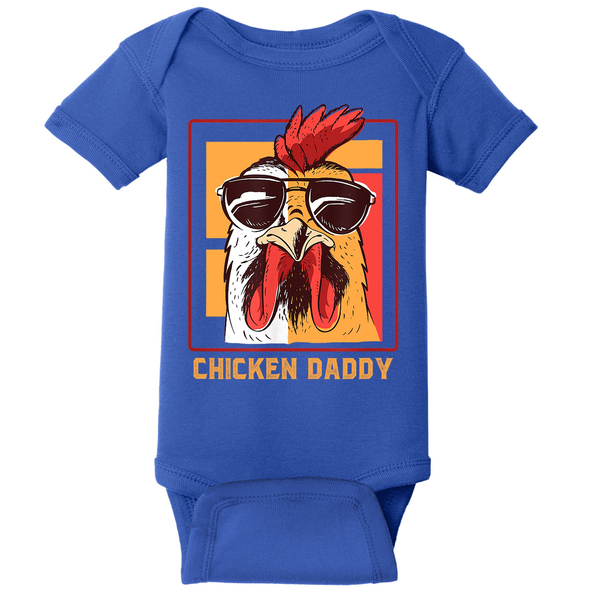 Mens Chicken Daddy Vintage Poultry Farmer Rooster Wearing Shades Gift Baby Bodysuit