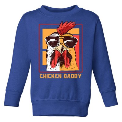 Mens Chicken Daddy Vintage Poultry Farmer Rooster Wearing Shades Gift Toddler Sweatshirt