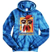 Mens Chicken Daddy Vintage Poultry Farmer Rooster Wearing Shades Gift Tie Dye Hoodie