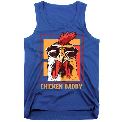 Mens Chicken Daddy Vintage Poultry Farmer Rooster Wearing Shades Gift Tank Top