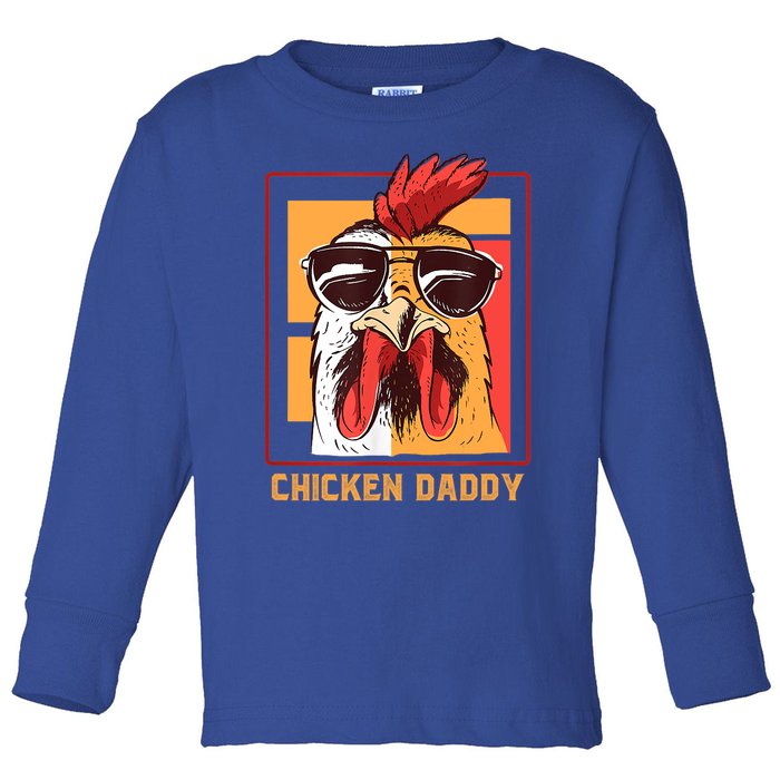 Mens Chicken Daddy Vintage Poultry Farmer Rooster Wearing Shades Gift Toddler Long Sleeve Shirt