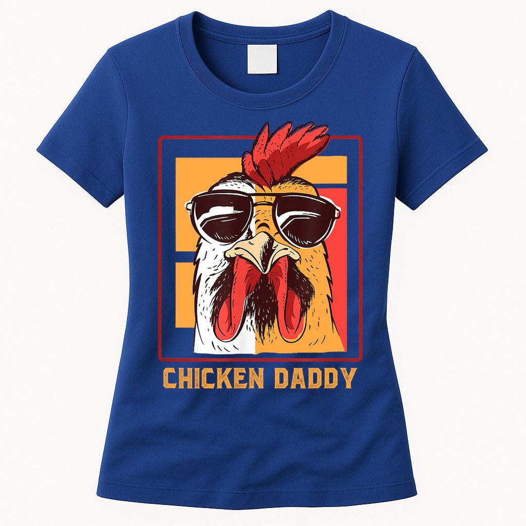 Mens Chicken Daddy Vintage Poultry Farmer Rooster Wearing Shades Gift Womens T-Shirt