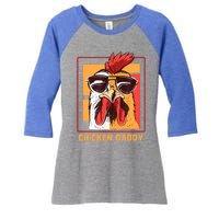 Mens Chicken Daddy Vintage Poultry Farmer Rooster Wearing Shades Gift Women's Tri-Blend 3/4-Sleeve Raglan Shirt