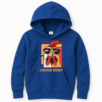 Mens Chicken Daddy Vintage Poultry Farmer Rooster Wearing Shades Gift Kids Hoodie