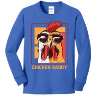 Mens Chicken Daddy Vintage Poultry Farmer Rooster Wearing Shades Gift Kids Long Sleeve Shirt