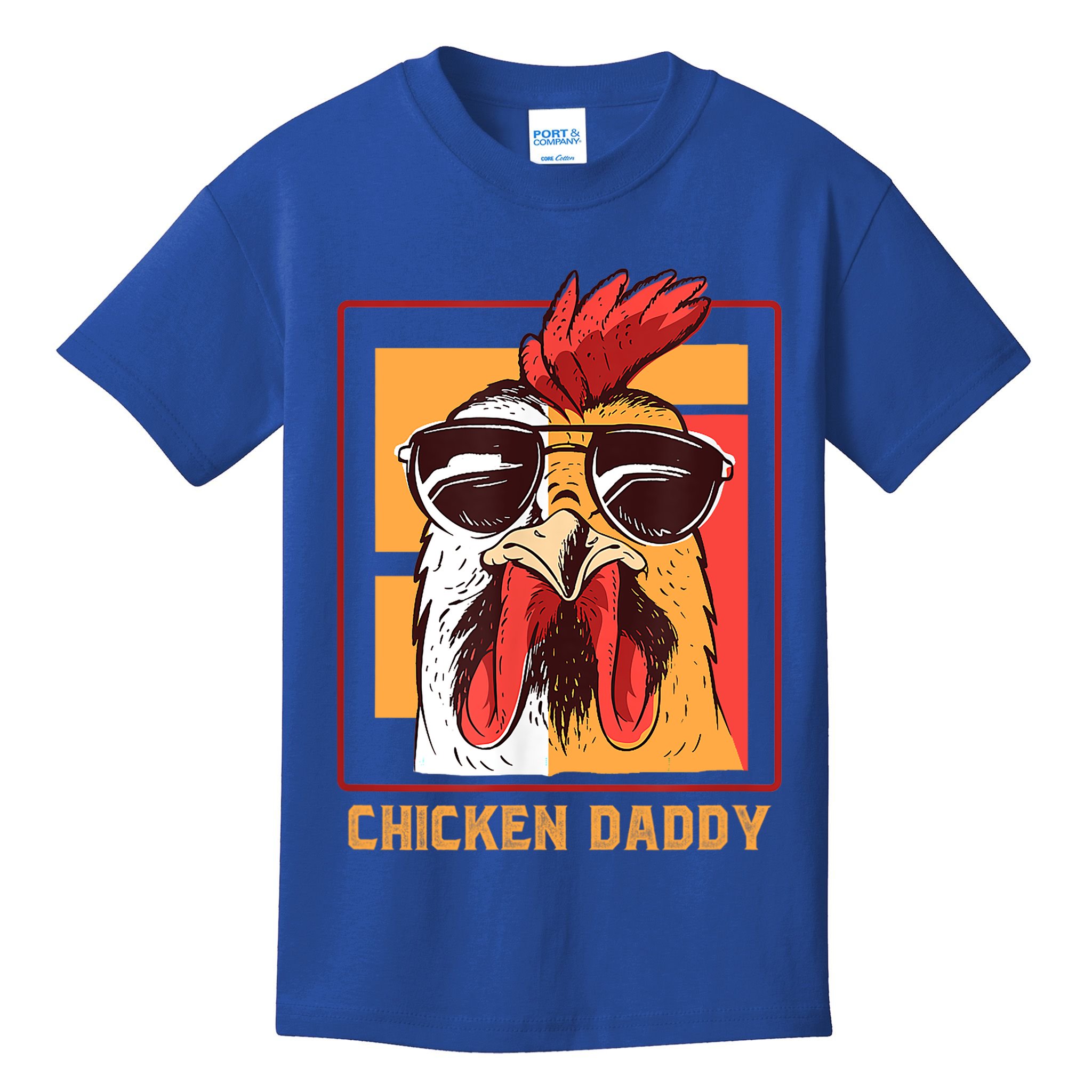Mens Chicken Daddy Vintage Poultry Farmer Rooster Wearing Shades Gift Kids T-Shirt