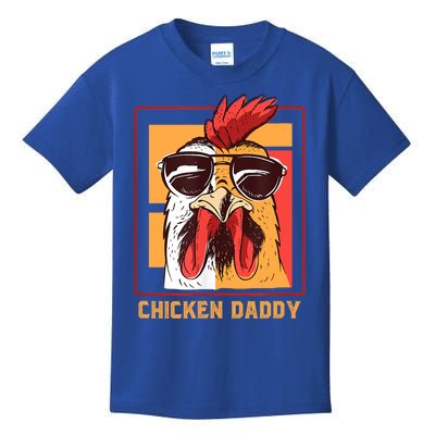 Mens Chicken Daddy Vintage Poultry Farmer Rooster Wearing Shades Gift Kids T-Shirt