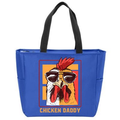 Mens Chicken Daddy Vintage Poultry Farmer Rooster Wearing Shades Gift Zip Tote Bag