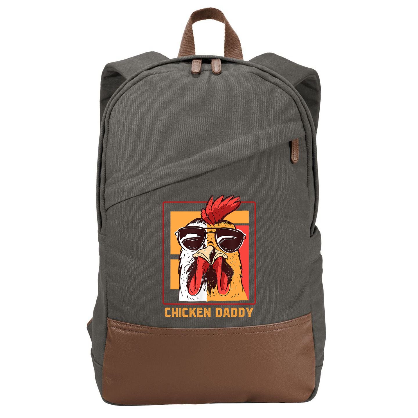 Mens Chicken Daddy Vintage Poultry Farmer Rooster Wearing Shades Gift Cotton Canvas Backpack