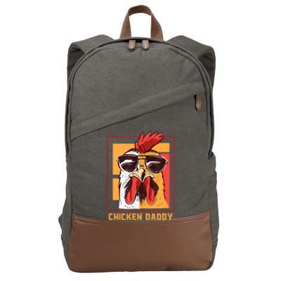 Mens Chicken Daddy Vintage Poultry Farmer Rooster Wearing Shades Gift Cotton Canvas Backpack