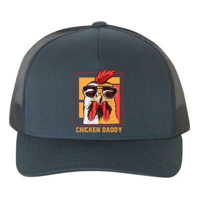 Mens Chicken Daddy Vintage Poultry Farmer Rooster Wearing Shades Gift Yupoong Adult 5-Panel Trucker Hat