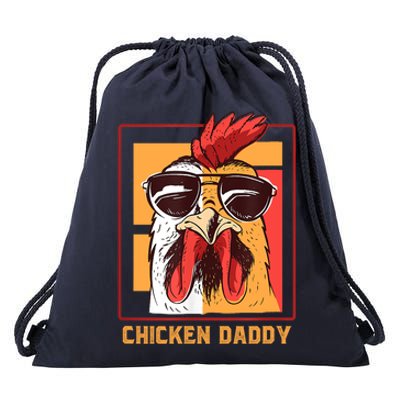 Mens Chicken Daddy Vintage Poultry Farmer Rooster Wearing Shades Gift Drawstring Bag