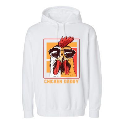 Mens Chicken Daddy Vintage Poultry Farmer Rooster Wearing Shades Gift Garment-Dyed Fleece Hoodie