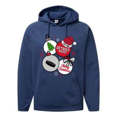 Merry Christmas Detroit Hockey Est 1926 Performance Fleece Hoodie