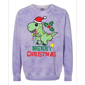 Merry Christmas Dino Holiday Colorblast Crewneck Sweatshirt