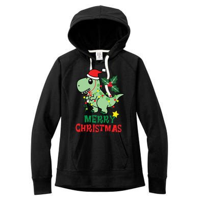 Merry Christmas Dino Holiday Women's Fleece Hoodie