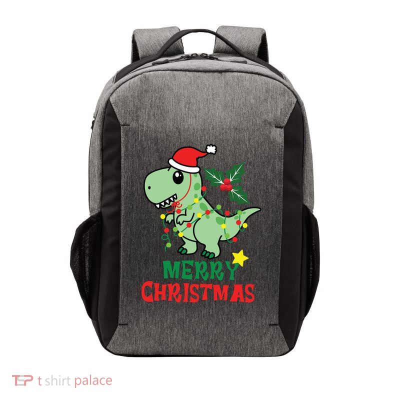Merry Christmas Dino Holiday Vector Backpack