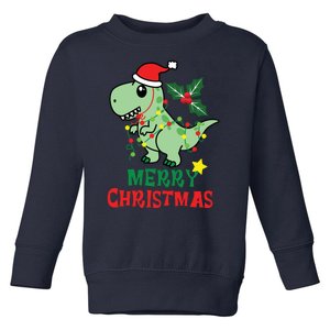 Merry Christmas Dino Holiday Toddler Sweatshirt