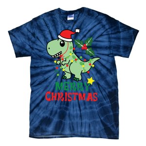 Merry Christmas Dino Holiday Tie-Dye T-Shirt