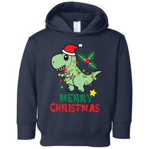 Merry Christmas Dino Holiday Toddler Hoodie