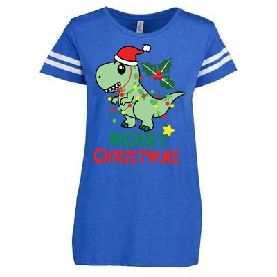 Merry Christmas Dino Holiday Enza Ladies Jersey Football T-Shirt