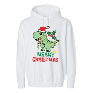 Merry Christmas Dino Holiday Garment-Dyed Fleece Hoodie