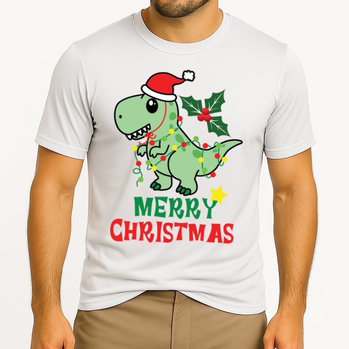Merry Christmas Dino Holiday Cooling Performance Crew T-Shirt