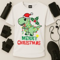 Merry Christmas Dino Holiday Cooling Performance Crew T-Shirt