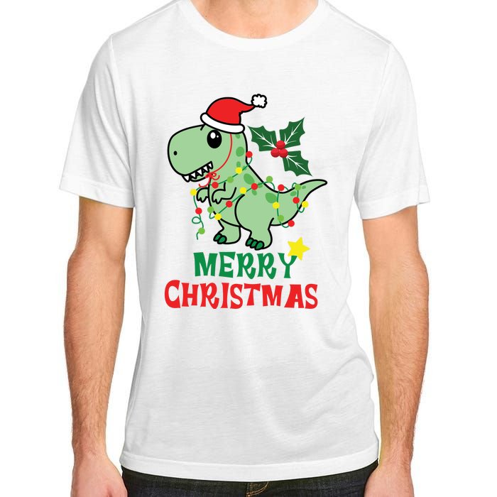 Merry Christmas Dino Holiday Adult ChromaSoft Performance T-Shirt