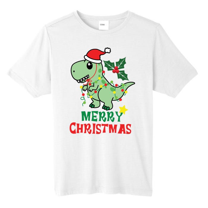 Merry Christmas Dino Holiday Tall Fusion ChromaSoft Performance T-Shirt