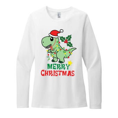 Merry Christmas Dino Holiday Womens CVC Long Sleeve Shirt