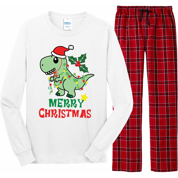 Merry Christmas Dino Holiday Long Sleeve Pajama Set