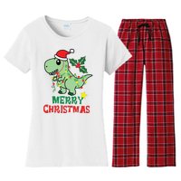 Merry Christmas Dino Holiday Women's Flannel Pajama Set