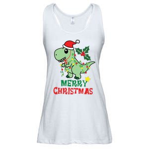 Merry Christmas Dino Holiday Ladies Essential Flowy Tank